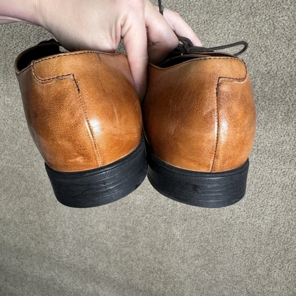 Cole Haan Shoes‎ Mens Size 10.5 Brown Leather Oxford Lace Up Dress Square Toe